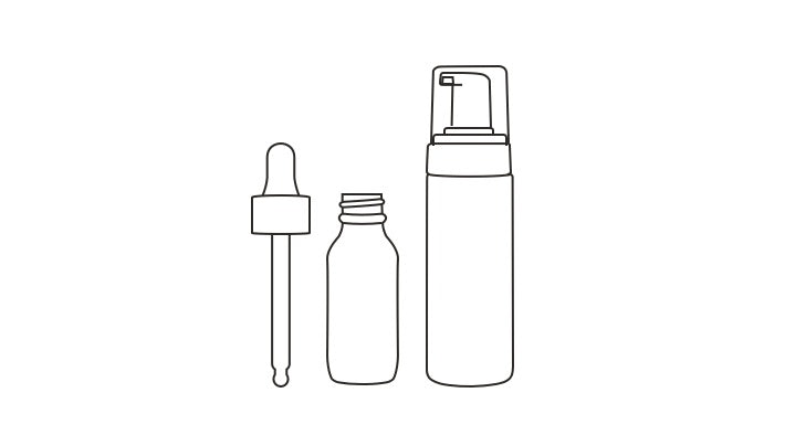 Remove pumps and pipettes from glass or plastic bottles.